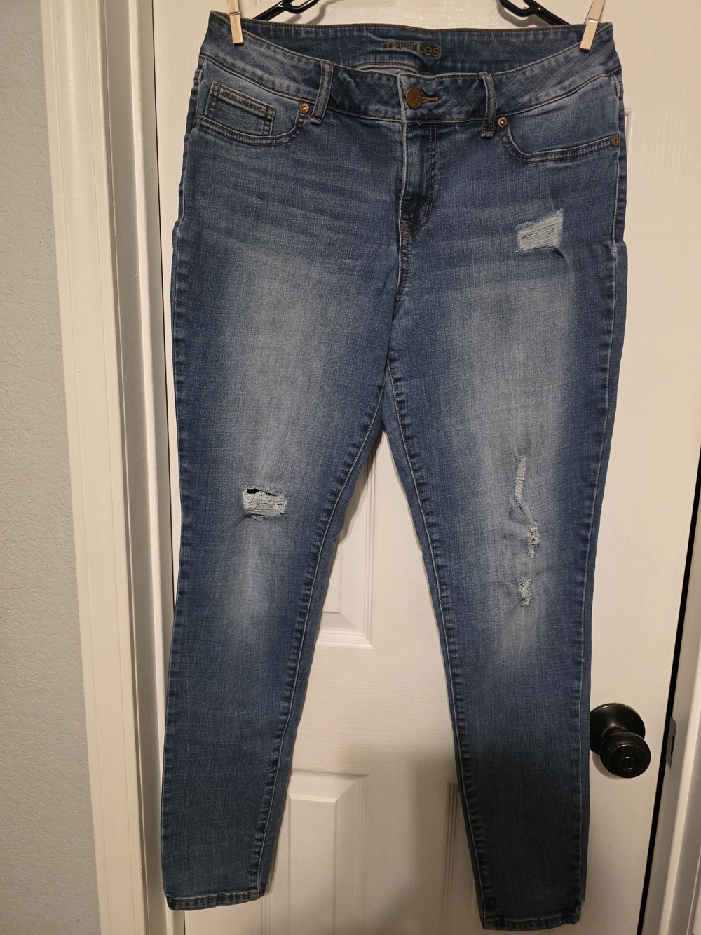Maurices Light Blue Distressed Skinny Jeans